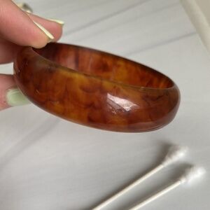 BAKELITE Bangle Rootbeer Tortoise Rounded tested Swirls Wide Chunky Vintage